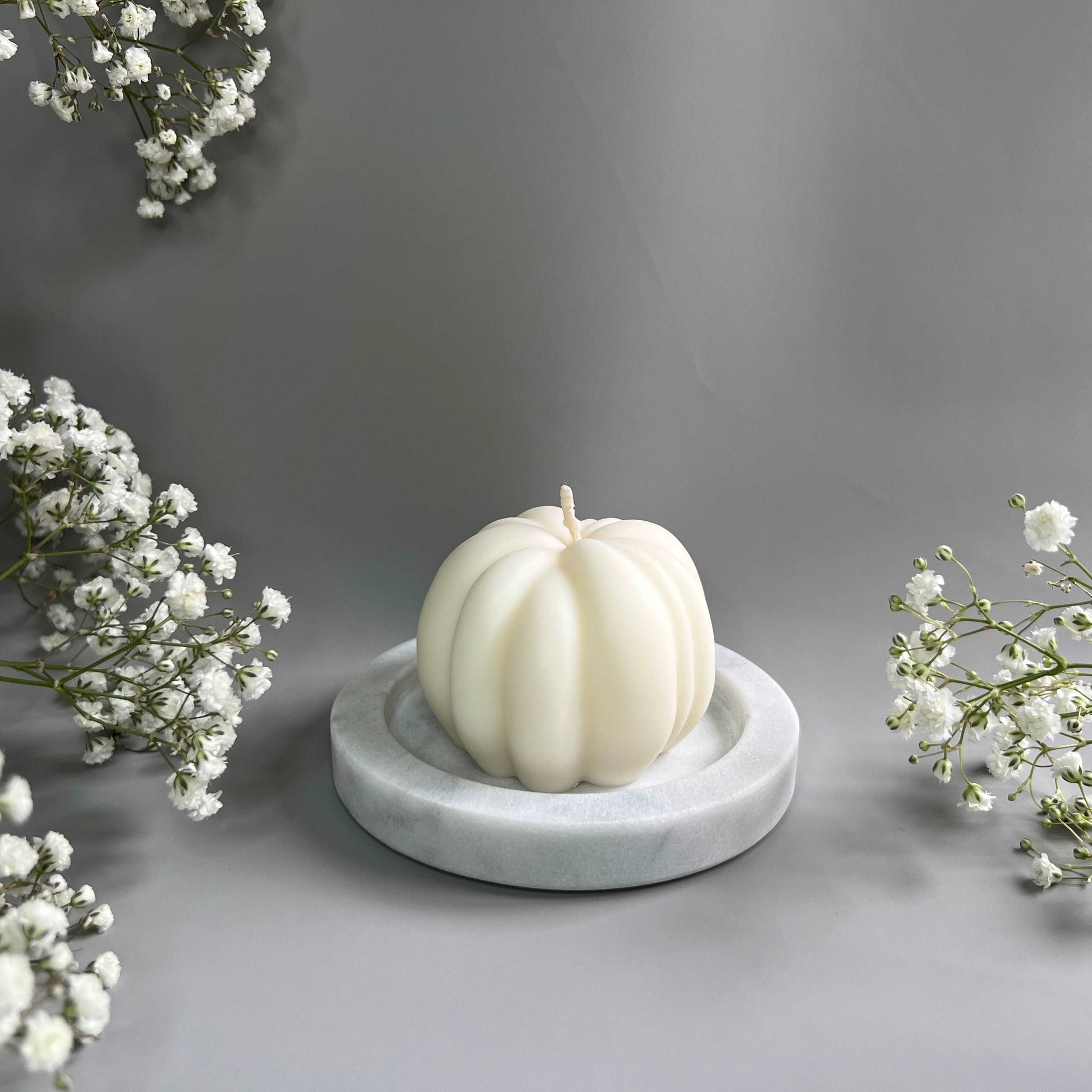 pumpkin pillar candle white